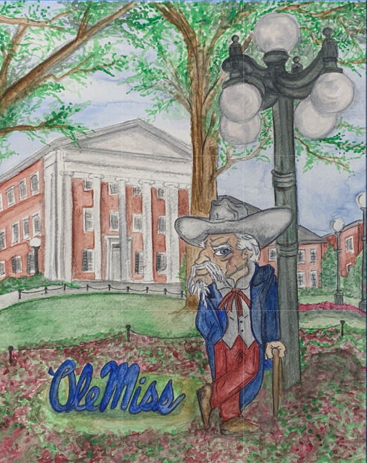"Colonel Reb at the Lyceum" Signed Watercolor Painting Print by Mickie West