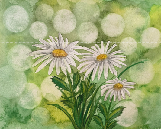 "Comin' Up Daisies" Watercolor Painting Print by Mickie West