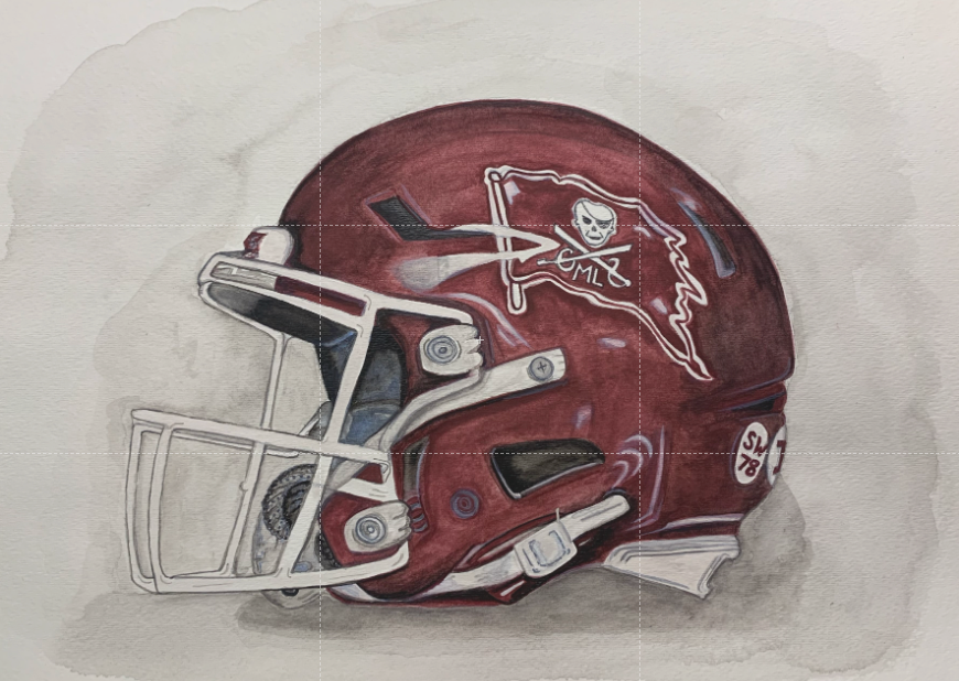 “Mike Leach Commemorative Helmet” signed watercolor print by Mickie West