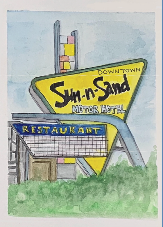 "Sun n Sand" 5x7 Watercolor Painting Print by Mickie West